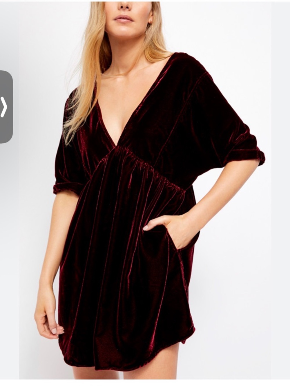Free People Velvet Ivy V-Neck Mini Dress